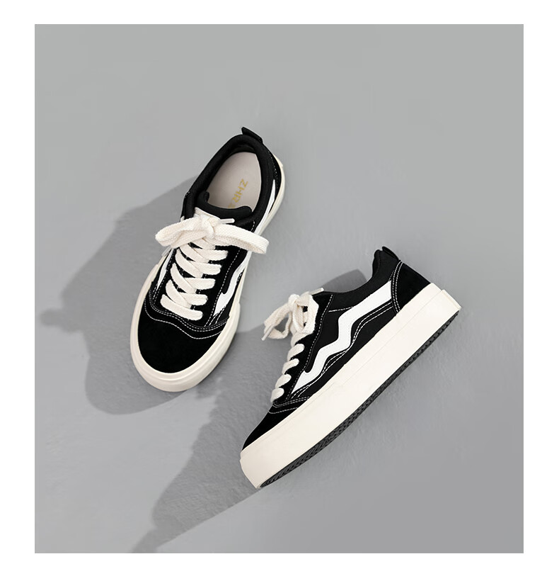 ZHR Canvas Shoes for Women, Classic Versatile Student Sneakers, Comfortable Breathable Thick-Soled Casual Women's Shoes, CS11, Black, Size 36 14