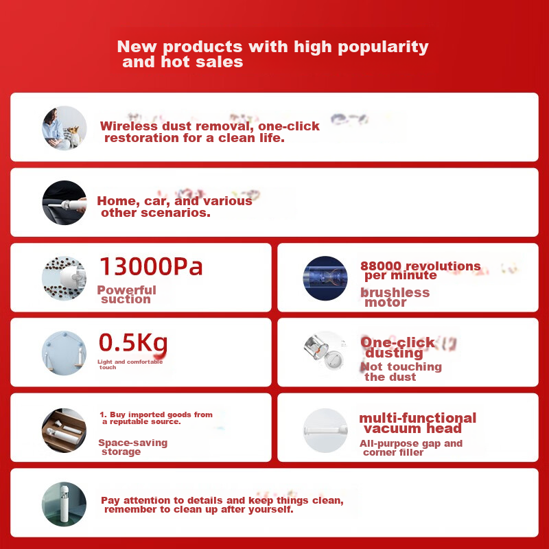 Mijia Xiaomi Handheld Vacuum Cleaner, Cordless Portable Lightweight, Brushless Motor, Powerful Suction, One-Button Dust Emptying
