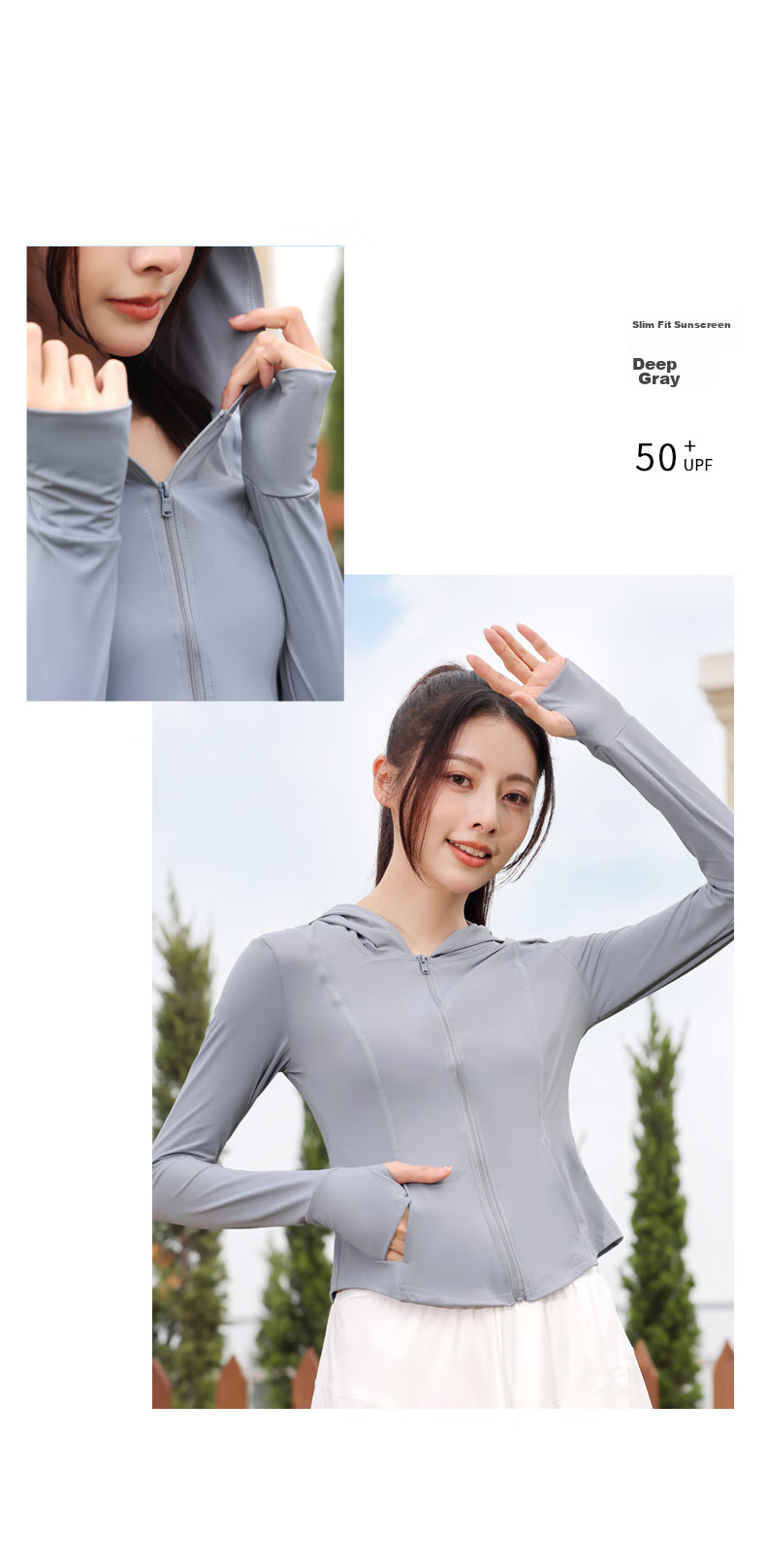 MiiOW Women's Hooded Sun Protection Jacket, Summer Ice Silk Cool-Feeling UV Protection Slim Lightweight Breathable Sports Coat 12