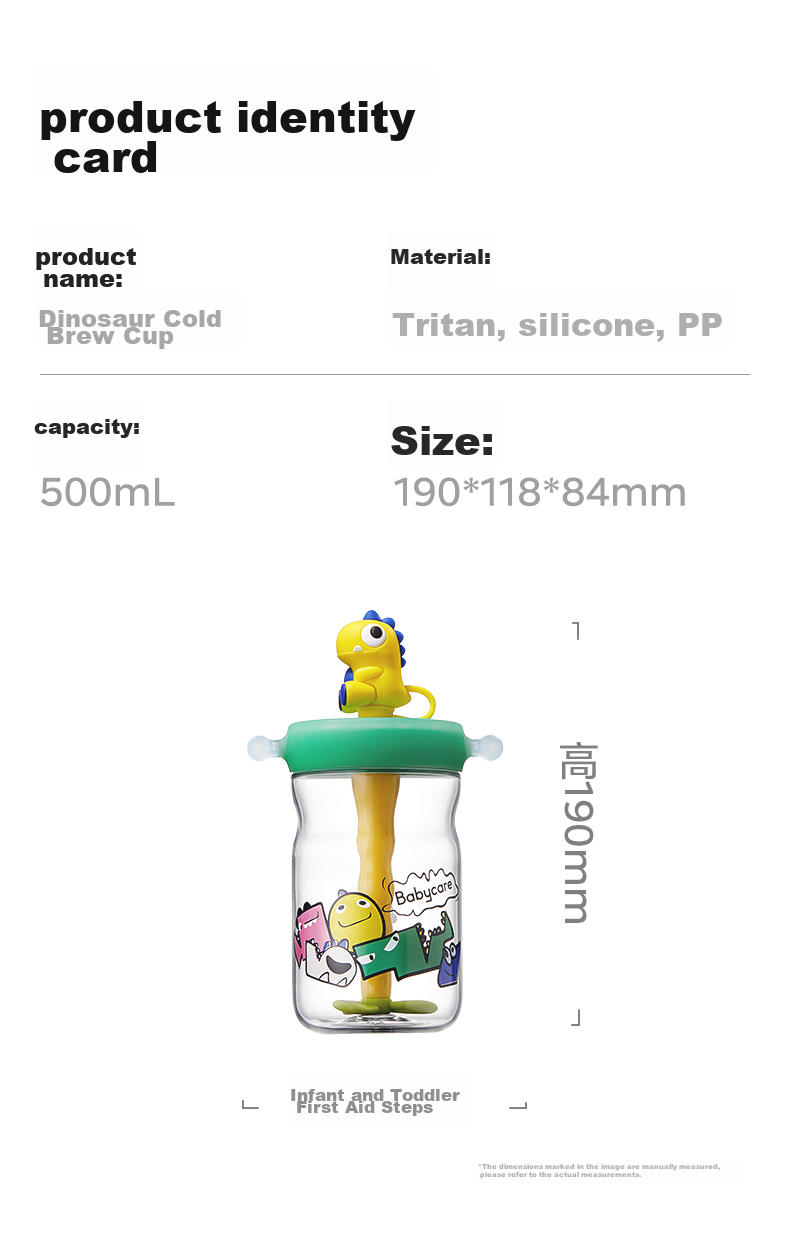 Babycare Dinosaur Straw Water Bottle for Children, Direct Drinking Cup for Toddlers, Kindergarten And Elementary School Water Bottle for School, Outdoor Sports Pink 15
