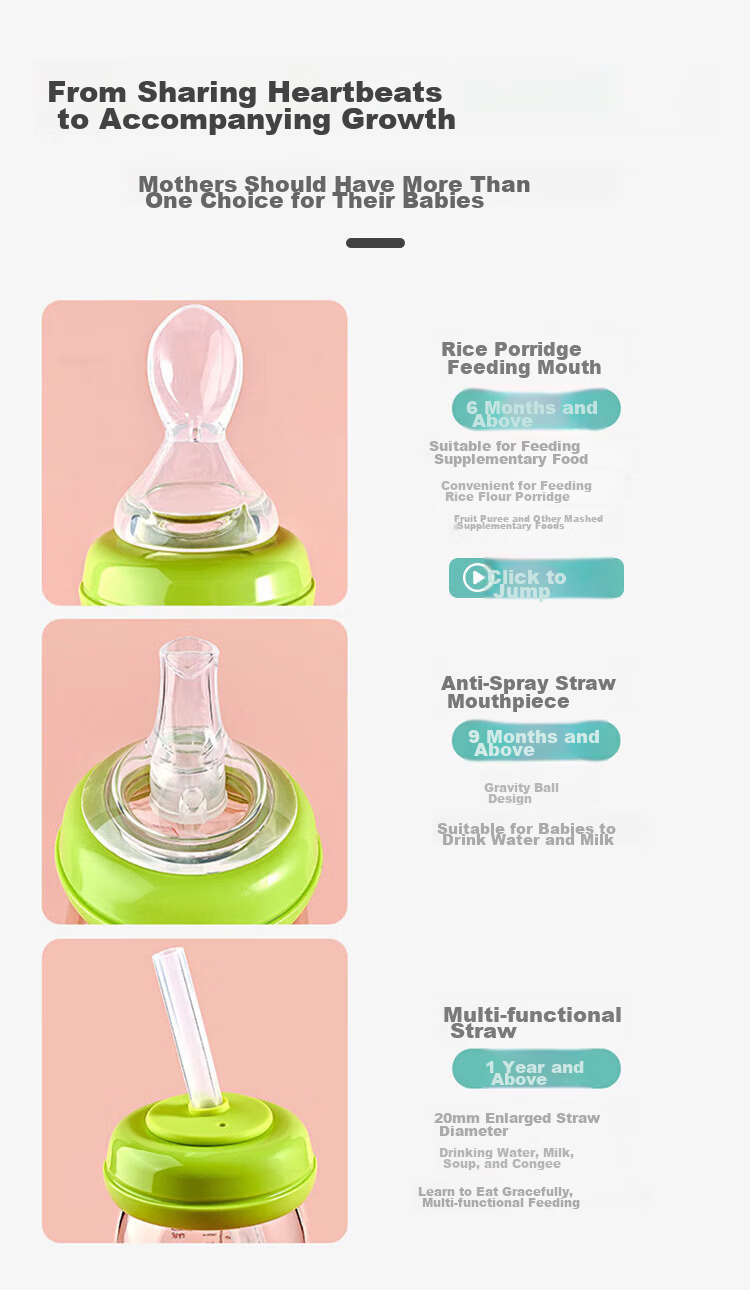 Baoshi Bottle Nipple Accessories, Be Third Generation Wide-Mouth Diameter, Baby Drinking Water And Soup, Silicone Replacement Straw, 2-Piece Set 2