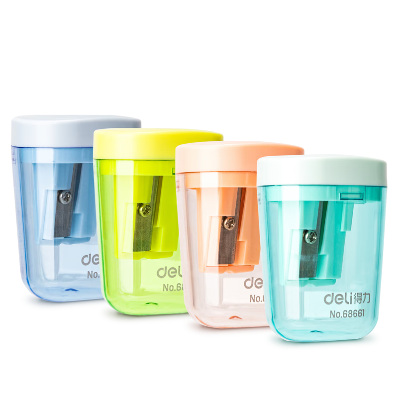Deli 12-Pack Colorful Pencil Sharpener, Student Stationery, Sealed Door Pencil Sharpener, Teacher Reward, Student Supplies, Exam, Children's Birthday Gift, Graduation Present for Boys And Girls