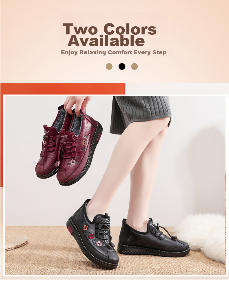 Ankang Mom Shoes, Winter Cotton Shoes for Women, Fleece-Lined for Warmth, Elderly Shoes for Middle-Aged And Elderly, Soft-Soled Thick Slippers for Grandmothers, AK78925, Black, Size 42 4
