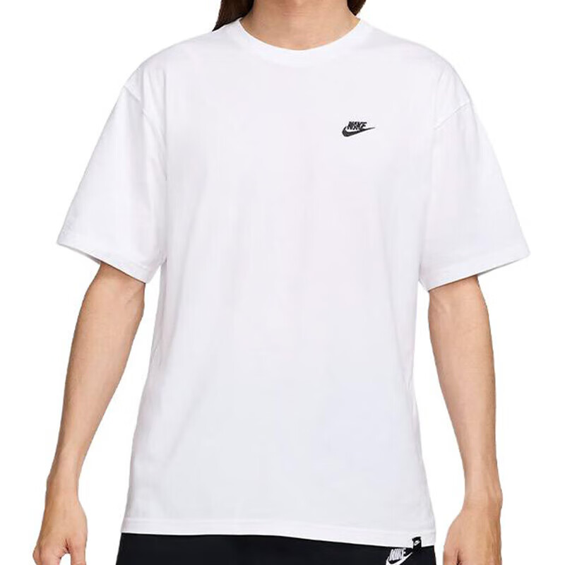 NIKE Spring And Summer Men's Short-Sleeve Round Neck T-Shirt, Pure Cotton, Athletic, Comfortable And Versatile, FV0376-100, White XL