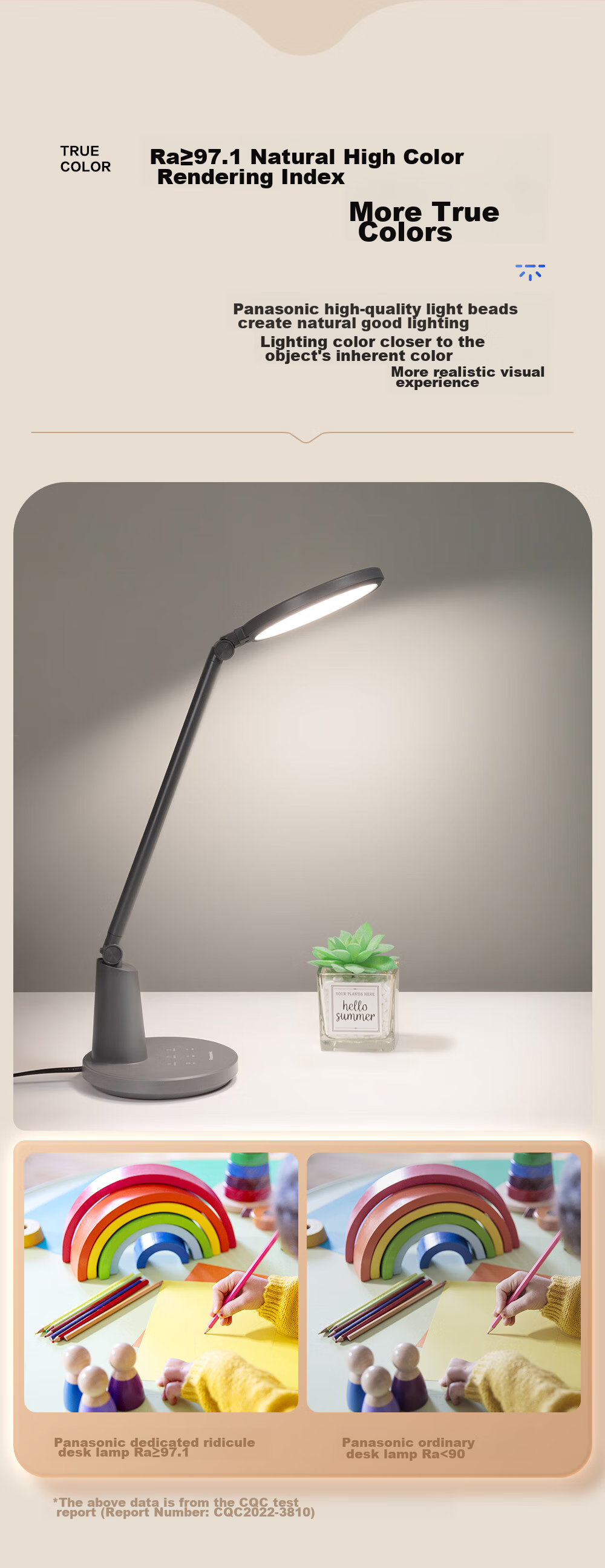 Panasonic Reading Desk Lamp, National AA-Grade Eye Protection, Zhi Sa White Model, Eye-Friendly, Children's Study Light 2