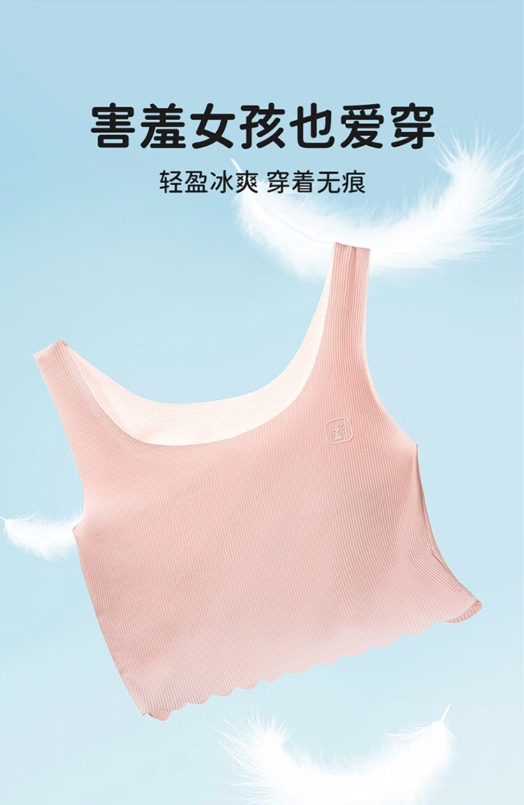 Dingguagua Girls' Underwear, Puberty Training Bra for Elementary School Students, First Stage Camisole, Children's Bra, Seamless, Anti-Nipple Show, Summer, White 75A 2