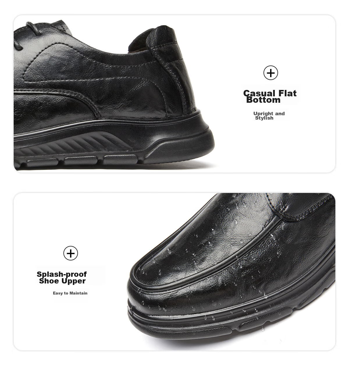 Huili Leather Shoes for Men, Spring And Summer Business Casual Formal Shoes, Comfortable Non-Slip Soft-Soled Work Shoes for Men, 1892 Black Size 44 14