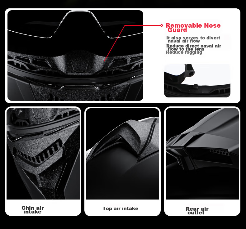 BIGBRO KY-268 Dual-Lens Electric Scooter Helmet, 3C Certified Flip-Up Helmet, Unisex for All Seasons, Lightweight And Breathable, Glossy Black, One Size Fits All 8