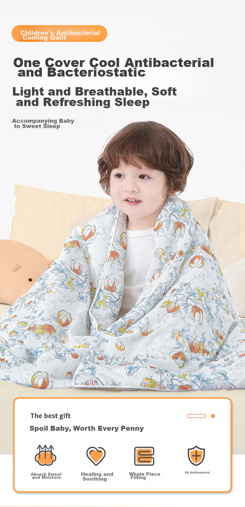 Nanjiren Baby Blanket, Children's Air Conditioning Quilt, Spring And Autumn Cool Quilt, Antibacterial Kindergarten Student Nap Quilt, Cooling Quilt 1