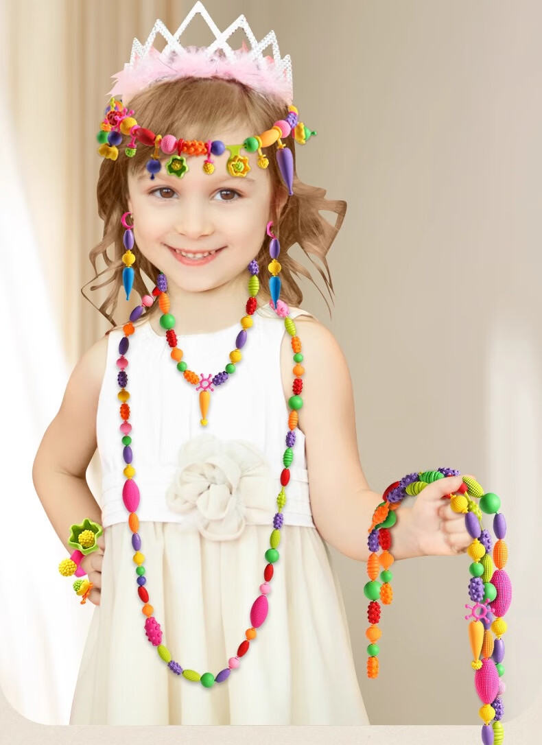 Guo'er Children's Pretend Play Toys, Girls' Versatile Pop Art Beading Craft, Realistic DIY Bracelet And Necklace, Birthday Gift 8