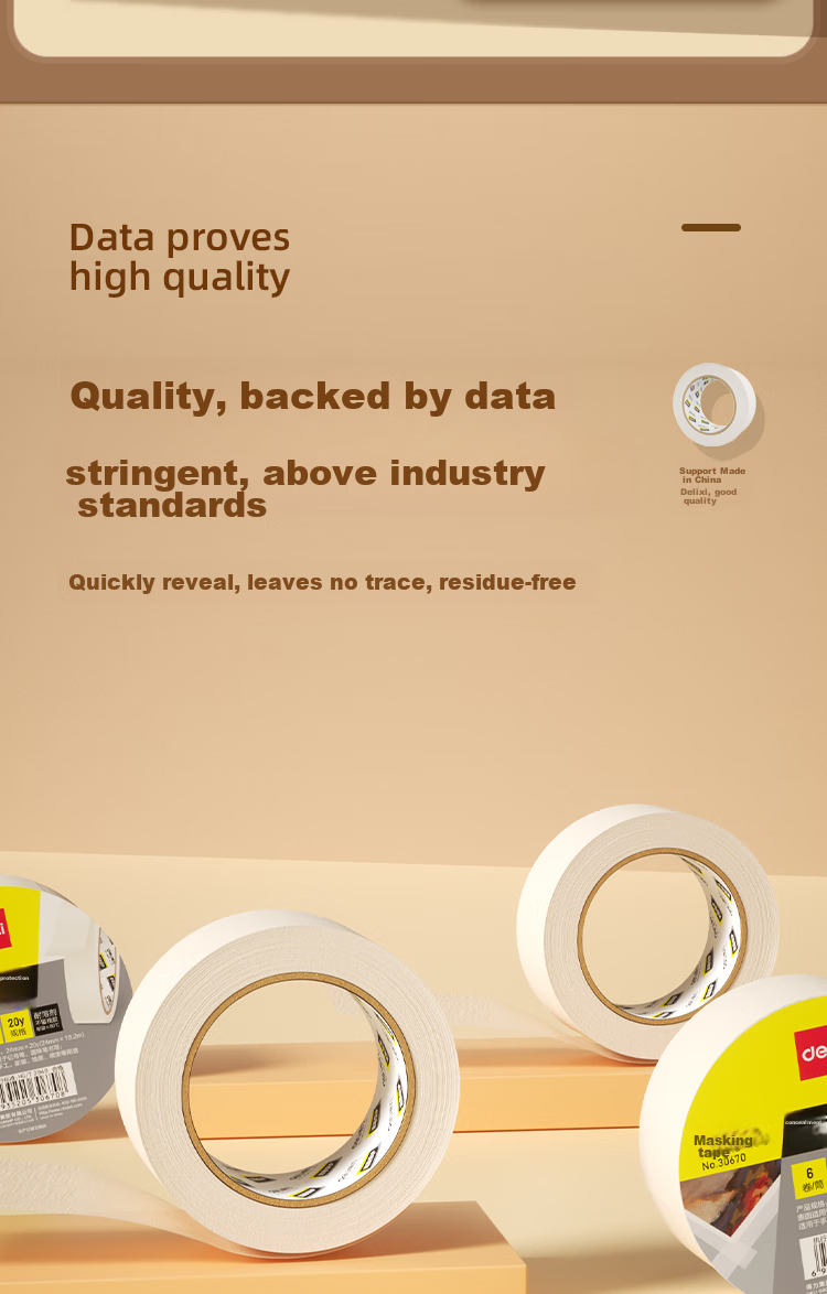 Deli Masking Tape, Art And Craft Color Separation, Renovation Masking Tape, Paint Protection Sticker, Seamless DIY, Study Supplies, 24mm*20y, 6 Rolls, 30670 7