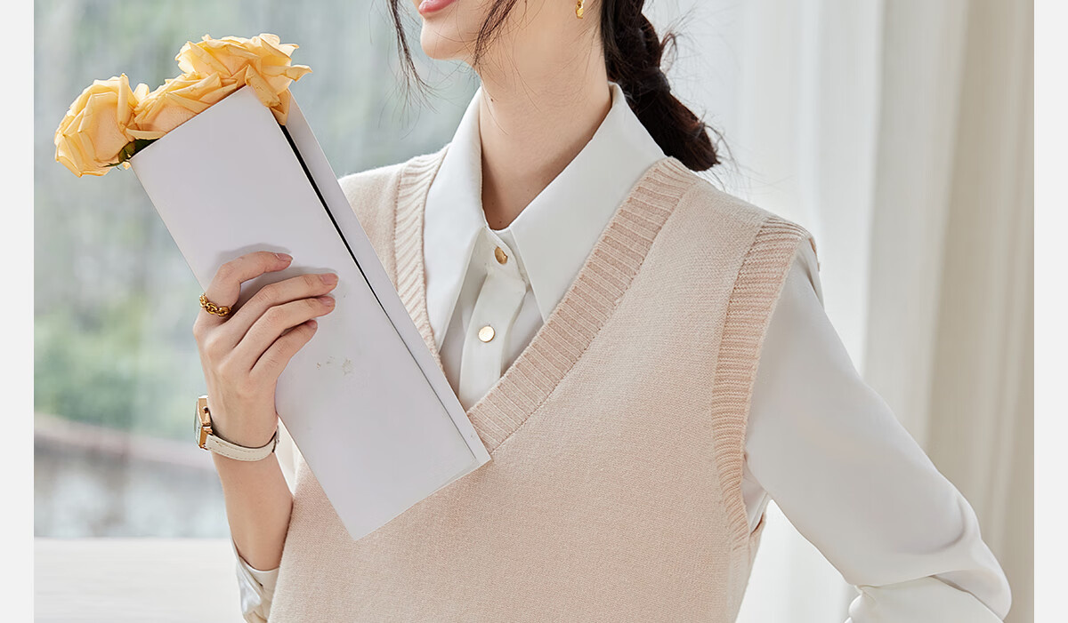 PinCai Knitted Vest for Women, V-Neck Sweater, Sleeveless Cardigan, Loose-Fitting Top P137Z5837 3