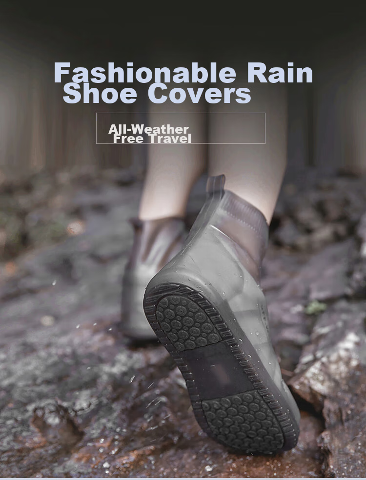 BIAZE Disposable Rain Shoe Covers for Children, Waterproof Thick Rain Boots, Tall High-Top, Individually Packaged, 3 Pairs 1