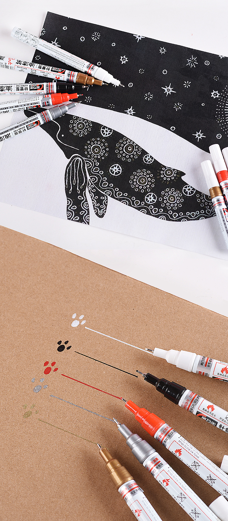 Genvana 0.7mm Paint Marker [Shake for Venting], White, 4-Pack, Signature Pen, Touch-Up Pen, Marker Pen, Check-In Pen, Graffiti Pen, Tire Pen, Fade-Resistant, G-0974 4