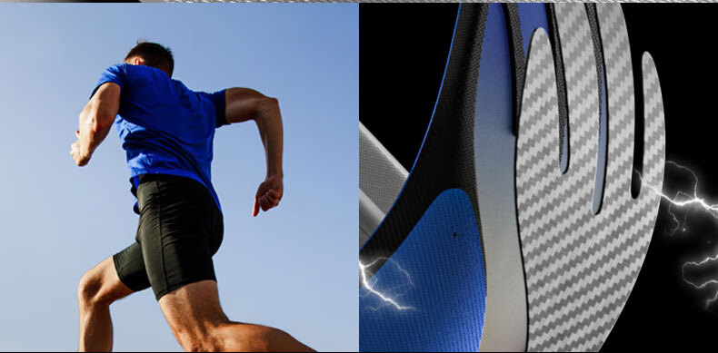 Maigaole Casual Running Carbon Plate Insoles for Beginners, Full-Length Rebound Sports Insoles, Blue Size 41-42 5