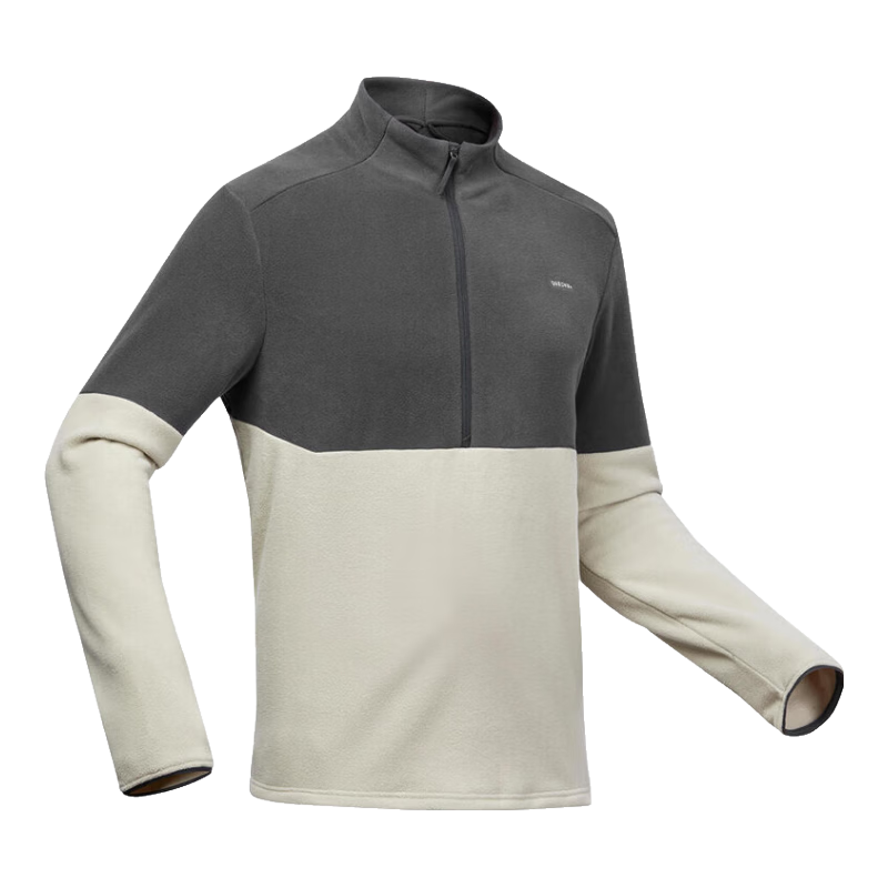 DECATHLON MH500 Men's Hiking Fleece Warm Jacket, Beige Color Block, XL-4569296