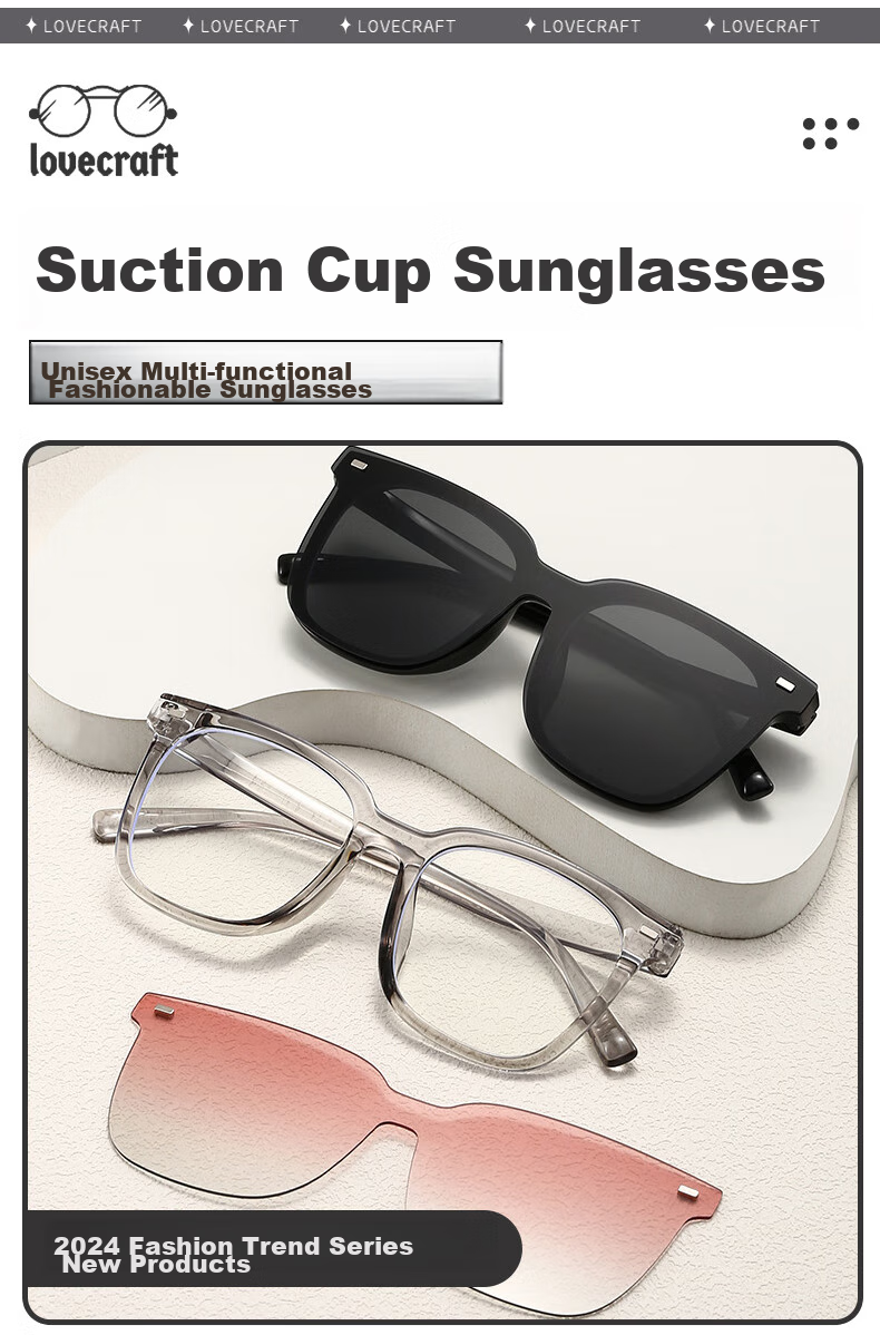 LOVECRAFT Myopia-Specific Sunglasses Clip-Ons for Driving, Polarized Clip-Ons for Black Frames - Night Vision Lenses, Sunglasses with UV Protectio 24