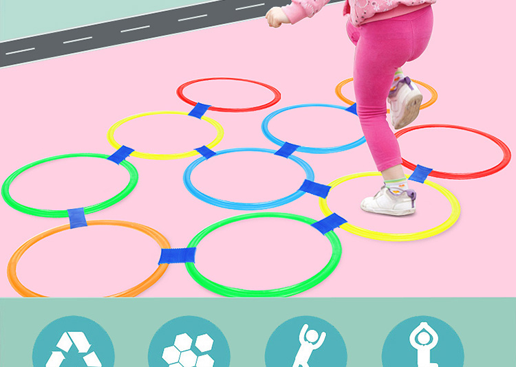 TaTanice Hopscotch Ring Toss Agility Rings Kindergarten Parent-Child Interactive Sensory Integration Training Toy Girls Birthday Gift 2