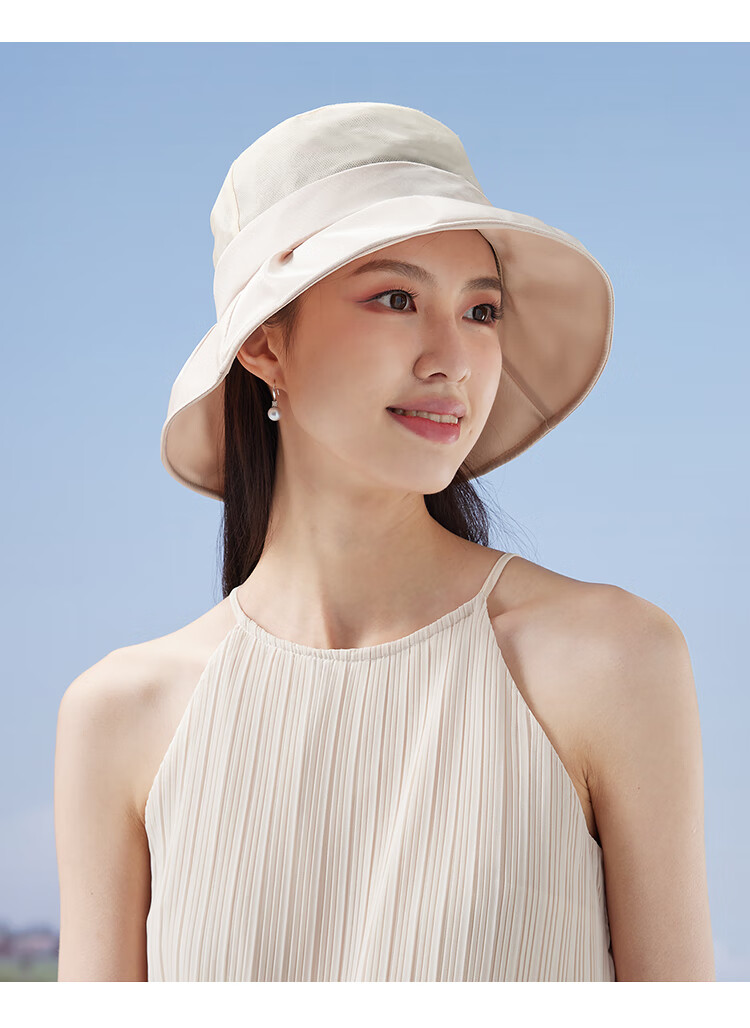 Shanghaigushi Silk Sun Hat for Women, Summer UV Protection, Mulberry Silk Hat, Birthday Gift for Mom Or Elders SSS24MZ20 Bean Paste Color 6