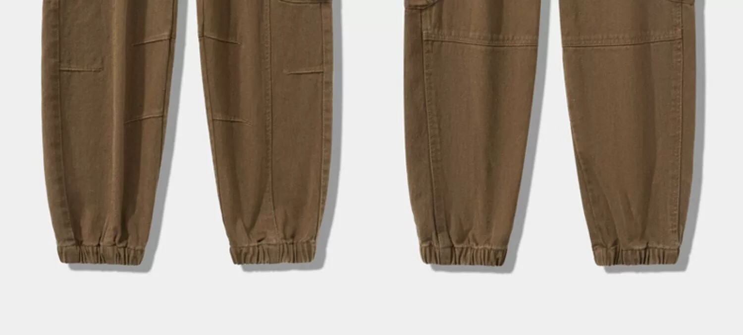 Homlean Army Green American-Style Loose Casual Cargo Pants, Summer Trendy Brand, Elastic Ankle, Pure Cotton, Plus Size Long Trousers, K501 Army Green 2XL 18