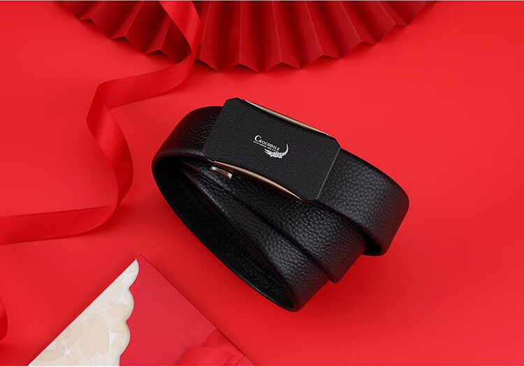 CROCODILE Top-Grain Leather Men's Belt, Automatic Buckle, Casual Youth Waistband, Gift for Boyfriend, 12501 4