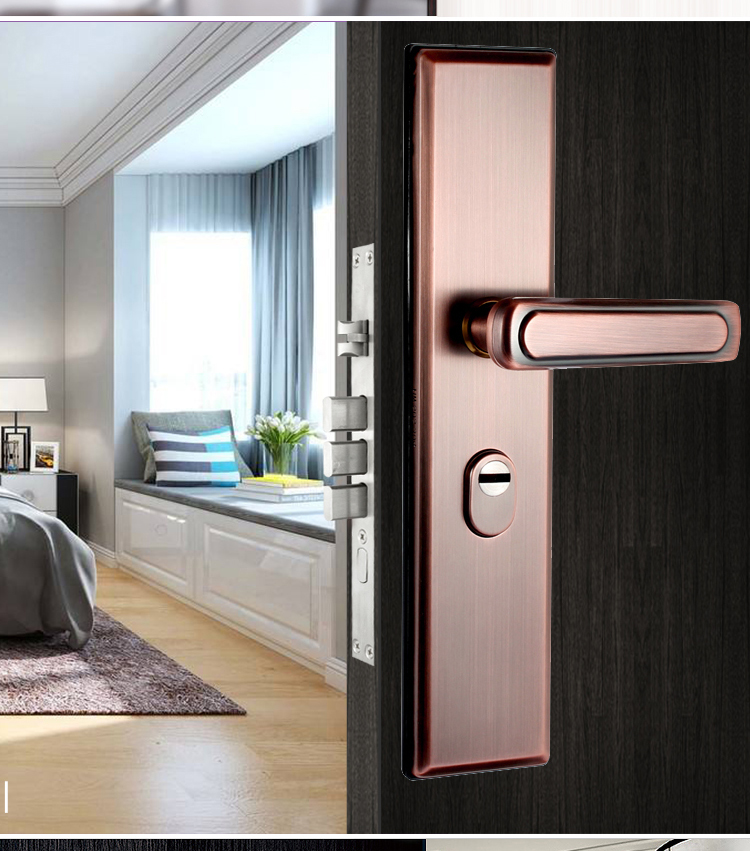 Aoben Door Handle, Anti-Theft Door Lock Entrance Door Handle 015 Red Antique 3.5mm Thickened Version (Without Lock Body Or Cylinder) 4