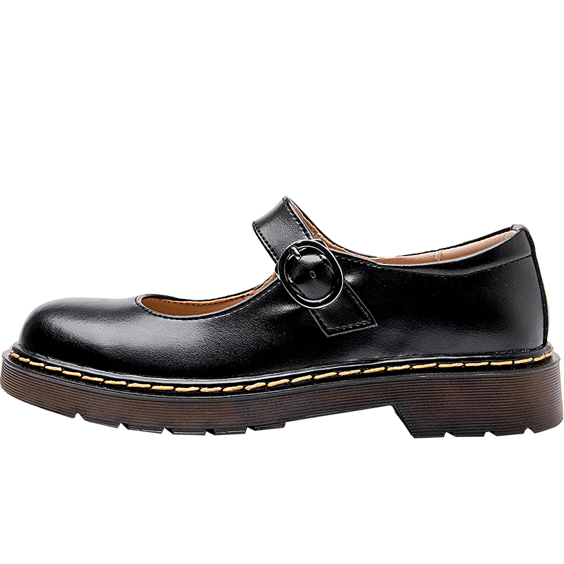 CARTELO Women's Leather Shoes, Mary Jane Shoes, Student Performance Shoes, KDLYJ-WF162, High-Quality Black, Size 40