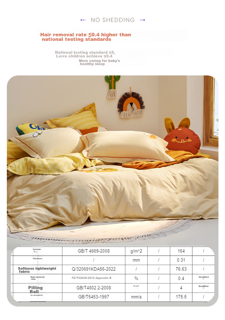Luolaikids Four-Piece Set, Maternal And Infant Class A Pure Cotton Thickened Brushed Duvet Cover Pillowcase Fitted Sheet Quilt Cover 7