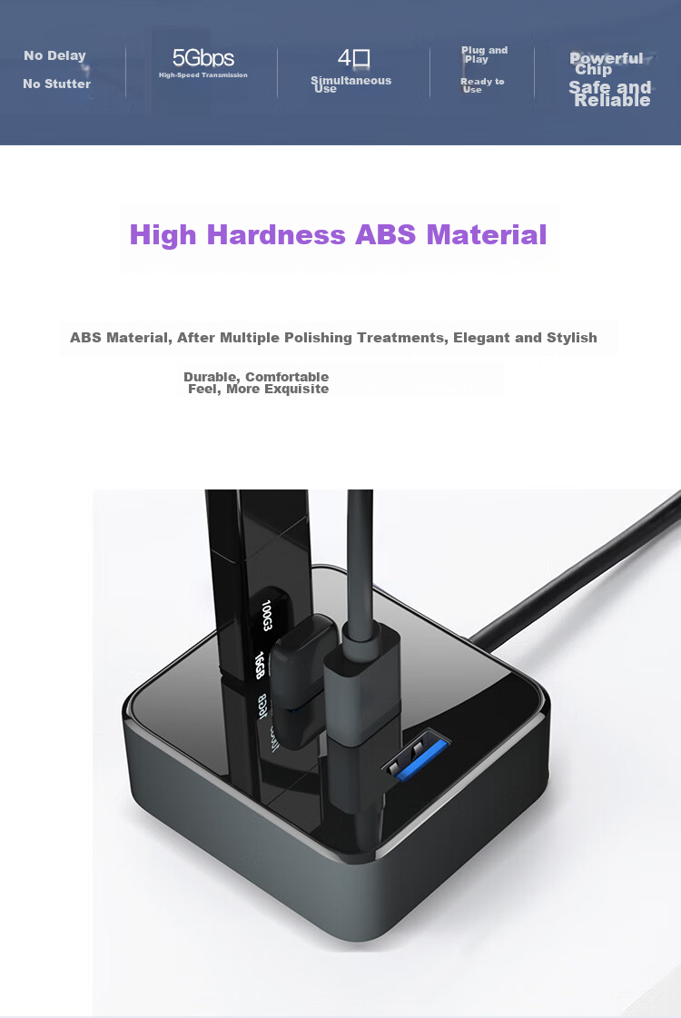 Lenovo USB Hub 3.0 Expansion Dock Converter, Four-In Adapter, HUB Concentrator, Vertical Plug Expansion Device, Laptop/desktop Computer Converter, Universal 3