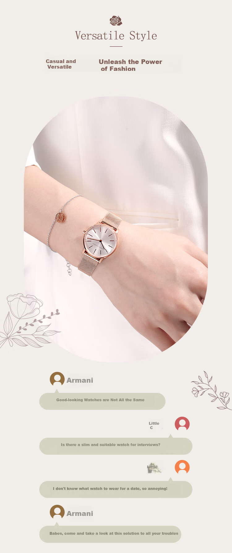 ARMANI EXCHANGE Women's Watch with Starry Sky Steel Strap Quartz Movement, Western-Style Wristwatch, Birthday Gift for Women AX7121 3