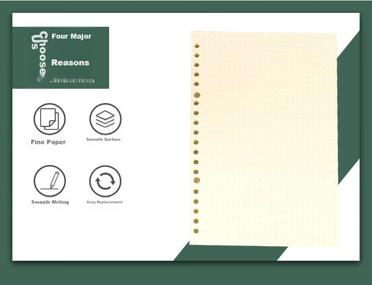 TANGO A5 Loose-Leaf Refill Paper with Grid Pattern, Study And Time Management Planner, Journal, Doodle Pad with Stamps, Universal 20-Hole Detachable Replacement Pages, 60 Sheets 4