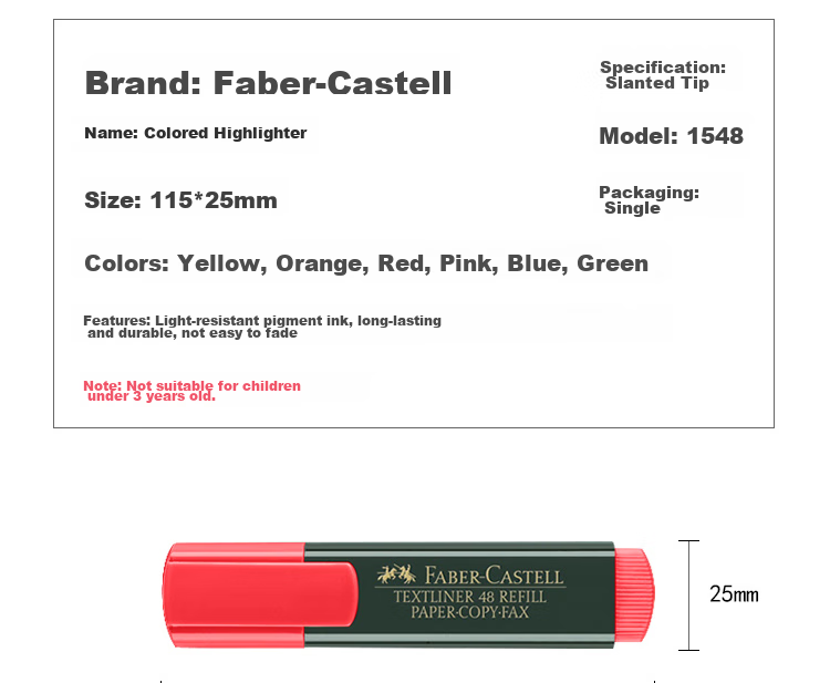 Faber-Castell Highlighter Pen, Colorful Marking Pen, Eye-Catching Marker, 154815 Orange, Single Pe 5
