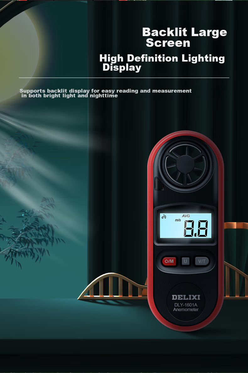 DELIXI ELECTRIC Anemometer, High-Precision Wind Speed Measurement Instrument, Air Volume Meter, Wind Speed Sensor, Handheld 9