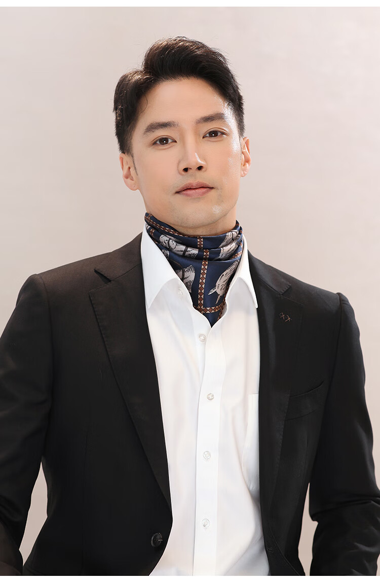 Hangsilu Mulberry Silk Neck Warmer, Men's Satin Business Casual Scarf, Birthday Gift for Husband Or Boyfriend, High-End Present 6
