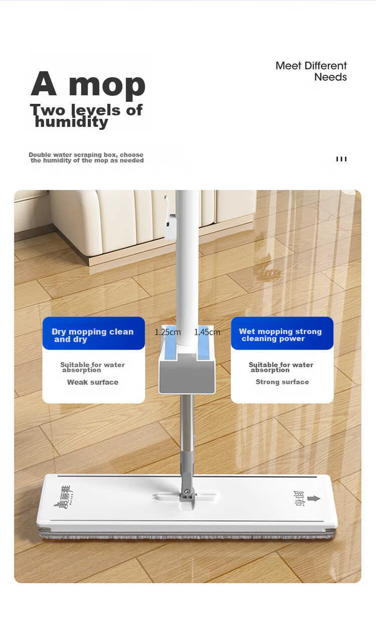 MARYYA Mop Replacement Cloth, 38cm, 1 Piece, Suitable for Dry And Wet Double-Sweep Flat Mops, Thickened Composite Fiber Cloth, Spare Part 4