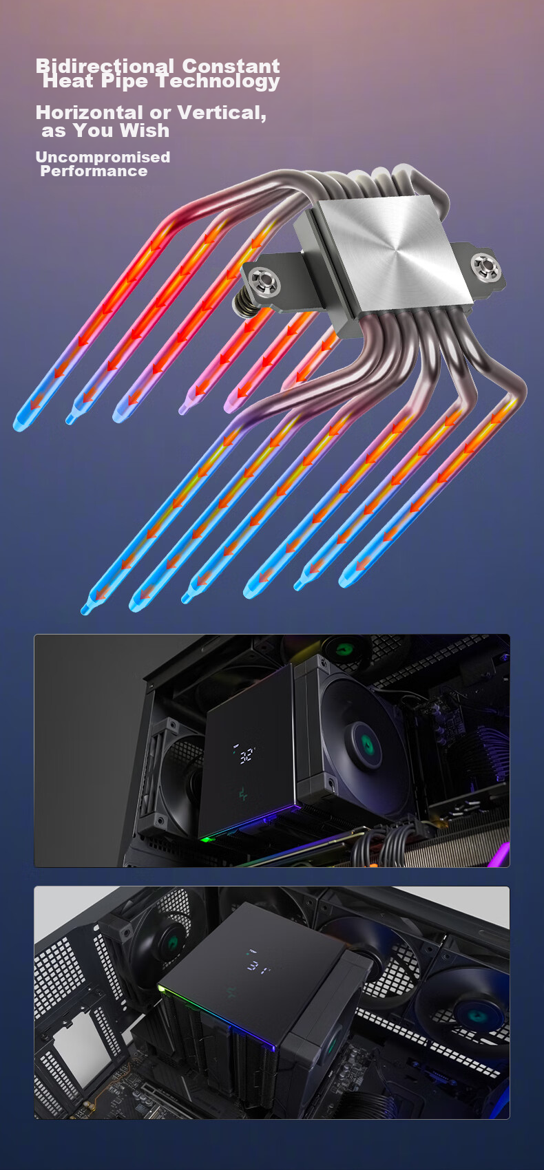 DEEPCOOL AK500S Youth Digital Display Edition White 5 Heat Pipe Air Cooler (Smart Large Screen Temperature Display/FDB Quiet Fan/Compatible with 9900X3D and Below) 6