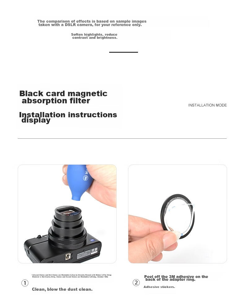 Kase Sony RX100 Black Card M7 M6 M5, Ricoh GR4 GR3, Panasonic Lx10 MCUV Lens, Protective Filter, Magnetic MCUV Lens + Adapter Ring 16