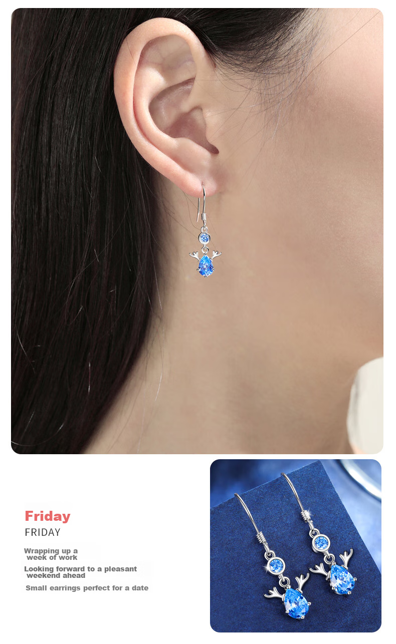 Dijing 999 Sterling Silver Earrings for Women, 2026 New Style Weekly Studs, Elegant High-End Ear Drops, Birthday Gift for Women And Wives 10