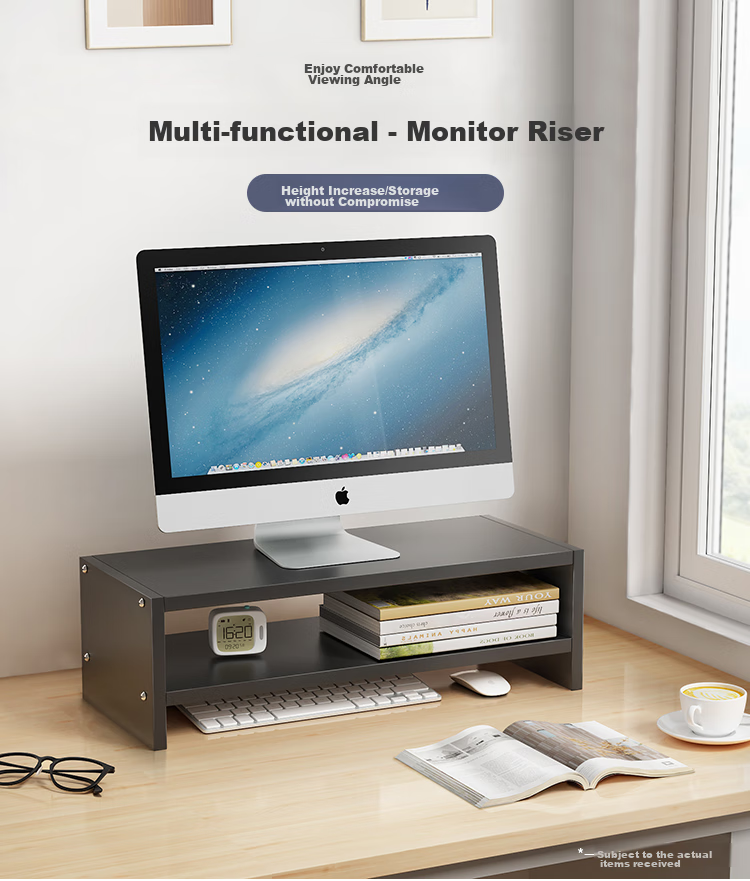 Anerya Computer Monitor Riser, Desktop Bookshelf, Office Storage Rack, Storage Stand, Black 1