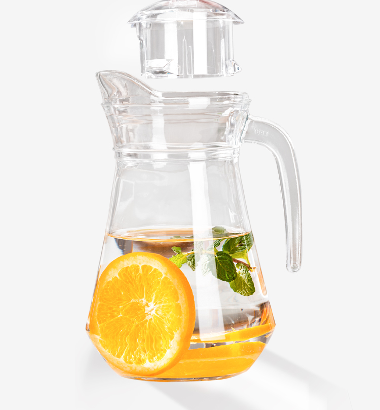 QINGPINGGUO Household Glass Cold Water Pitcher, Beverage Jug, Tea Pitcher, Glass Teapot, 1.3L Capacity, with Randomly Shipped Lid 12