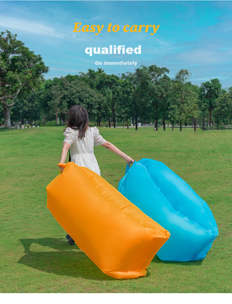 Geshu Outdoor Inflatable Sofa, Camping Chair, Concert And Music Festival Lazy Inflatable Bed, Autumn Picnic Inflatable Lounge Chair with Cushion, Orange 5