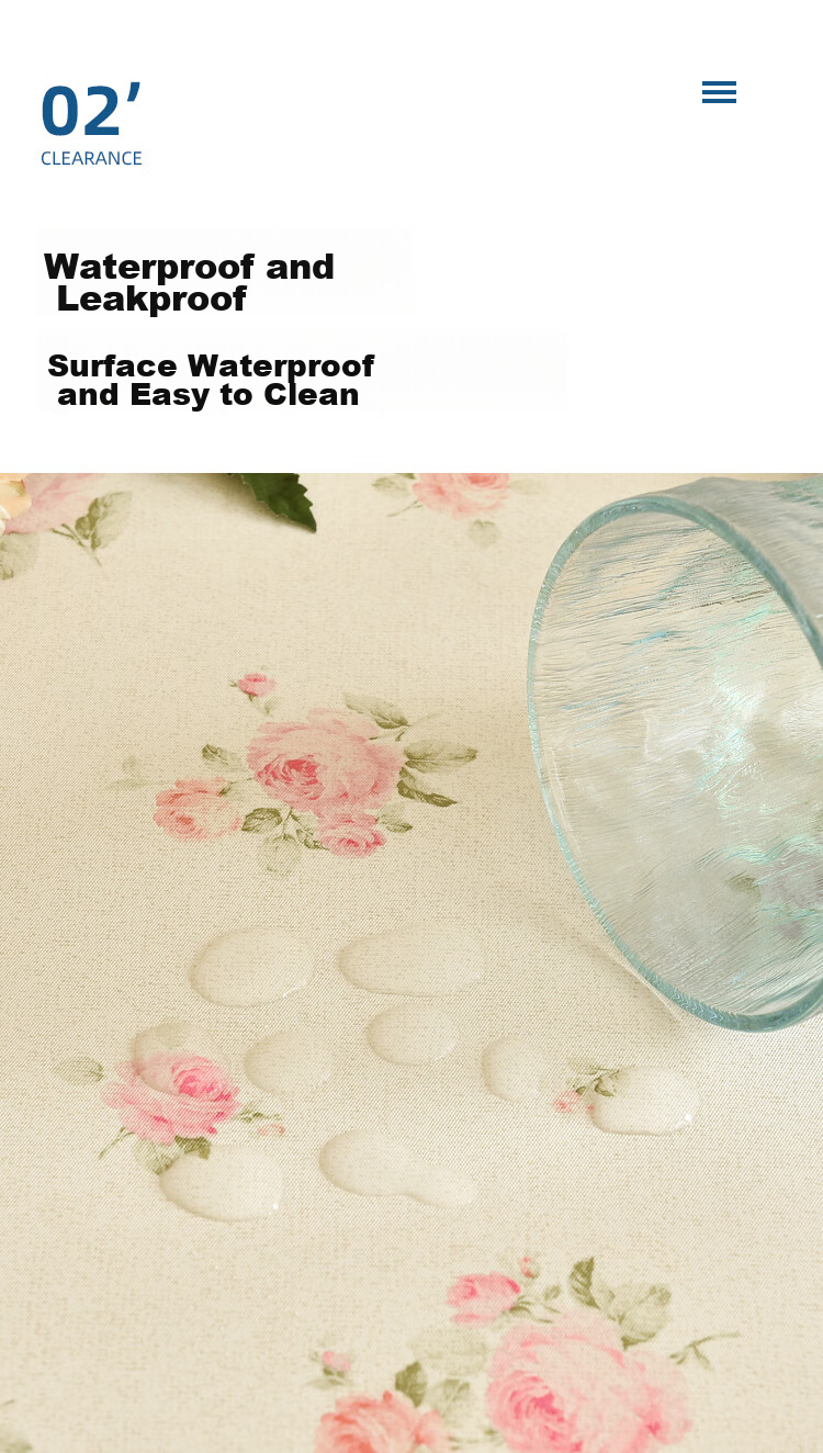 MEIWA Waterproof, Oil-Proof, And Heat-Resistant Rectangular Tablecloth for Coffee Table, Dining Table Mat, Table Cover, 137*180cm, Rose 4