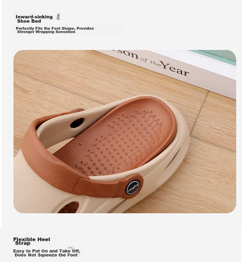 LangSha Men's Perforated Sandals, Outdoor Driving Sandals, Thick-Soled Non-Slip Slippers with Comfortable Feel for Beach Wear 32
