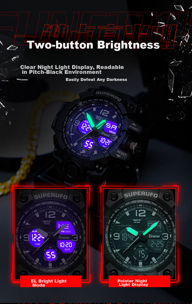 MAX-G Sports Watch for Men And Teenagers, Multi-Functional Luminous Dual Display Electronic Watch for Middle School, High School Students And Young Adults, Back to School 6