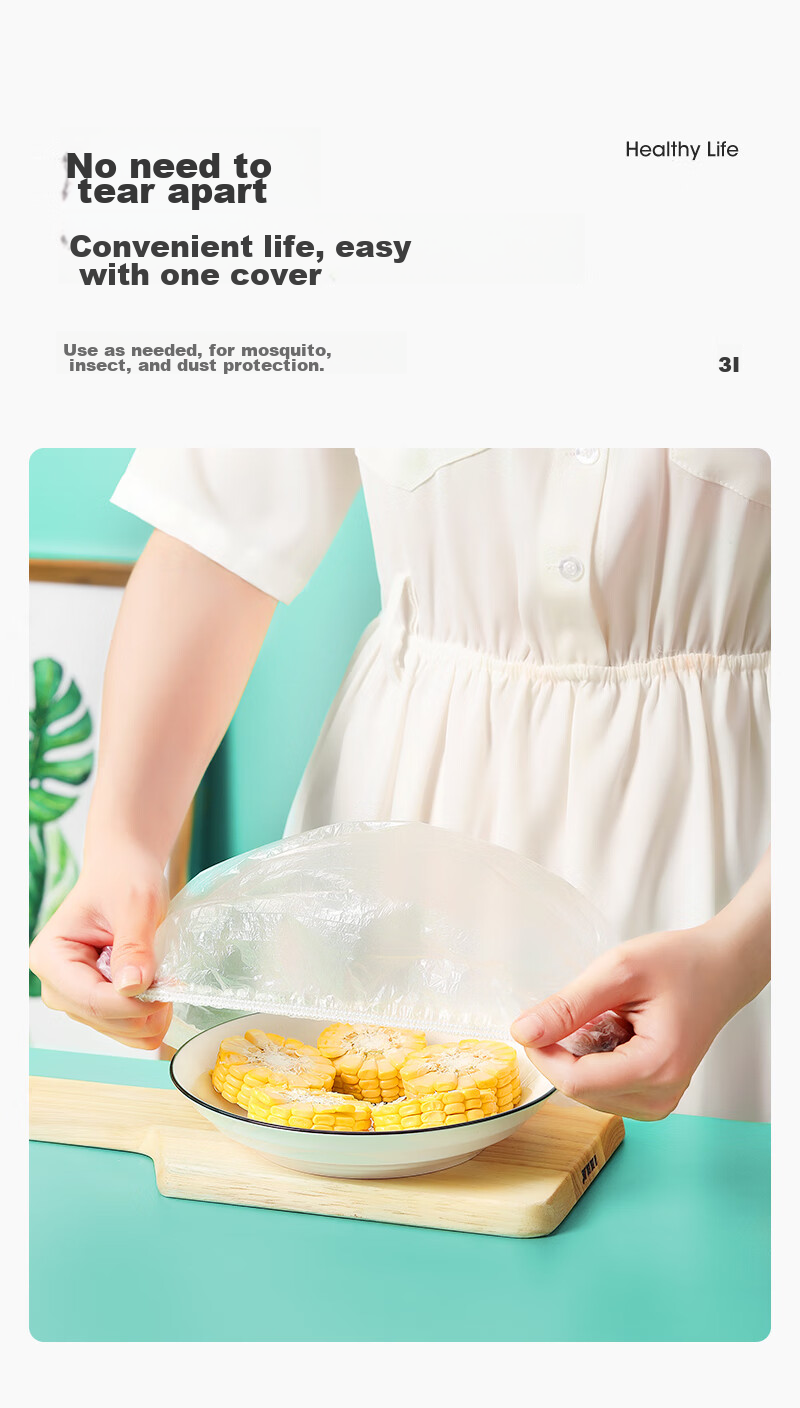 MARYYA Food Wrap Covers, 300 Pieces, Universal Elastic Size, Food-Grade, Disposable Bowl Covers for Home Use 8