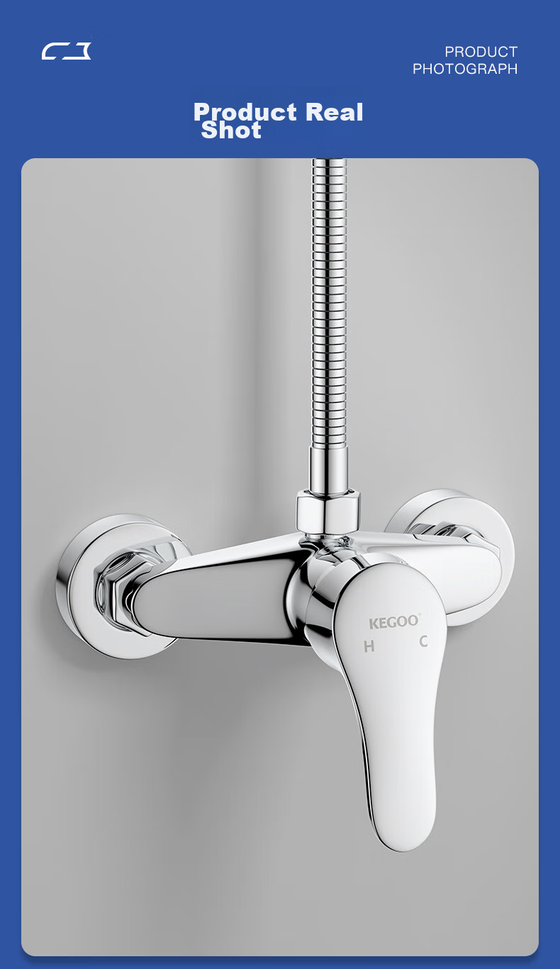 KEGOO Brass Shower Faucet Set, Hot And Cold Mixing Valve Concealed Installation Shower Head Switch Bathroom Rain Shower K211107 11