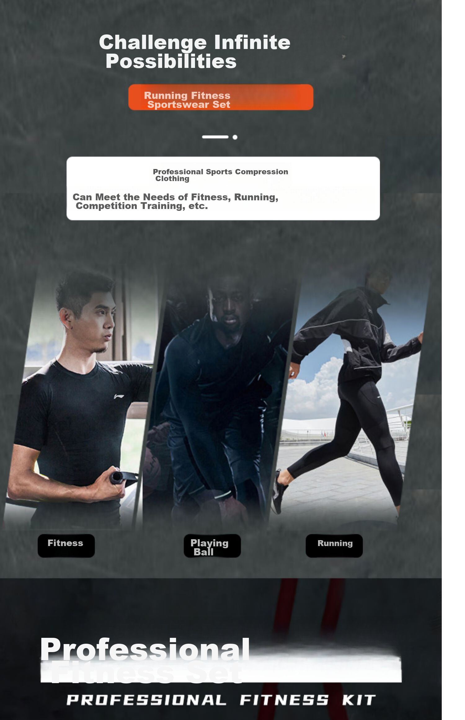 Li-Ning Compression Shirt, Quick-Dry Men's Autumn Fitness Wear, Training Suit, Compression Top, High-Elasticity Running Sports Long-Sleeve, Basketball Base Layer Top 2