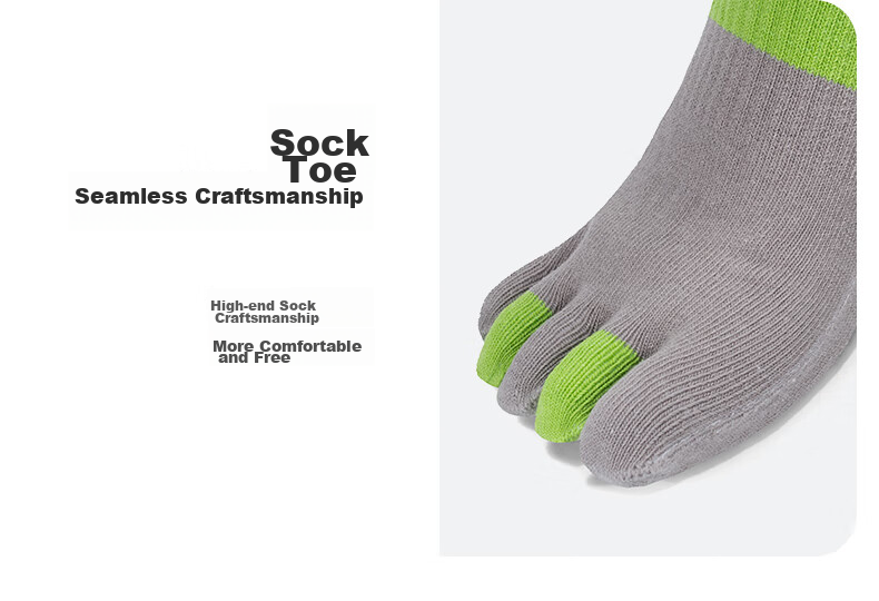 TFO Competition-Grade Five-Toe Outdoor Socks, Breathable Sports Socks, Hiking And Mountaineering Socks 2202423, Men's Gray-Green Color 19
