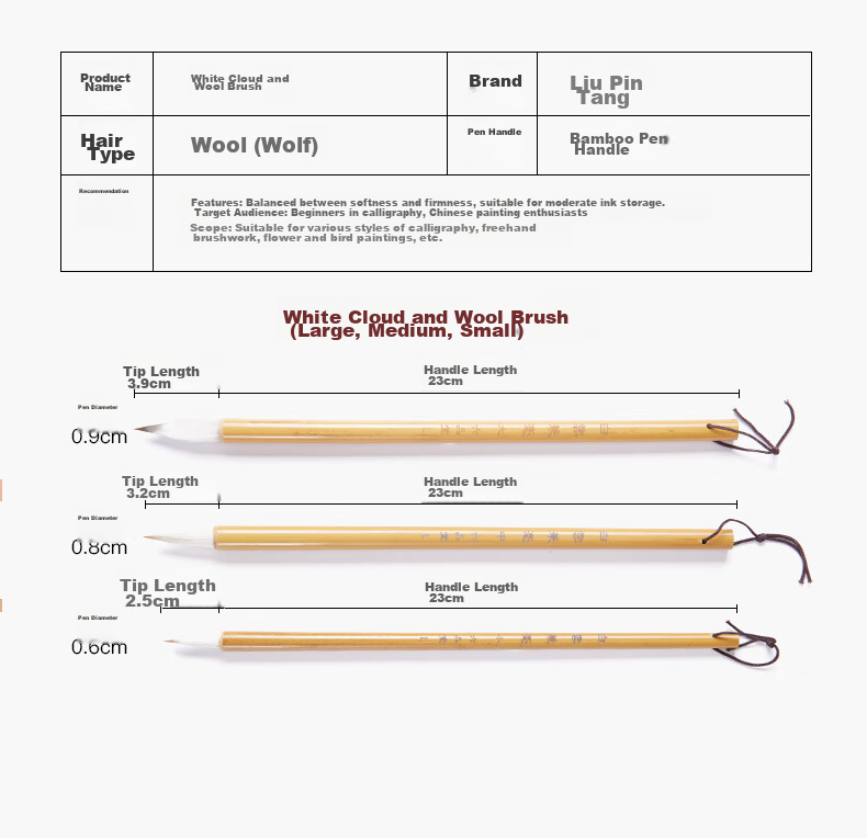 Liupintang Calligraphy Brush Set with Mixed Hair, Large And Small Regular Script for Students' Calligraphy And Chinese Painting, Beginner's Starter Kit with Ink, Ink Dish, Paper, And Four Treasures of The Study 13