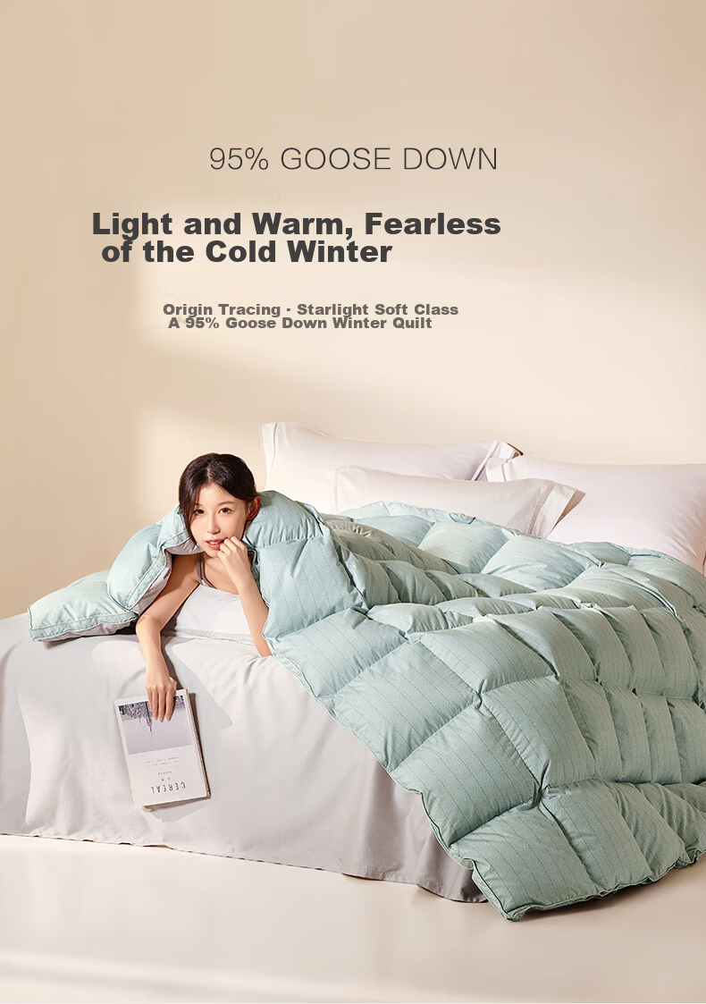 LUOLAI Home Textiles, down Comforter, 95% Goose Down, Machine Washable, Class A Anti-Mite, Warm Winter Duvet Insert, Approximately 4.3 Jin (2.15 Kg), Pink 2